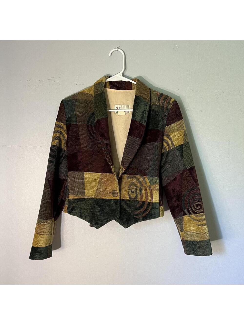 Vintage Expose retro abstract cropped blazer